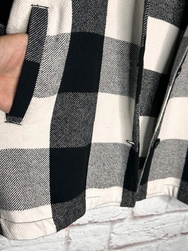 XL/ 1X/2X New Lucky Brand Plaid Cotton Black White Jacket Shirt Shacket 179$ - Picture 7 of 20