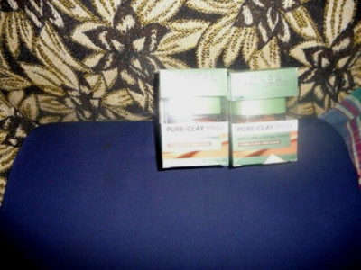 2X LOREAL PURE-CLAY MASK 3 CLAYS+RED ALGAE EXFOLIATE & REFINE PORES 1.7 OZ EACH