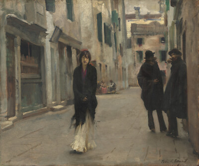John Singer Sargent - Street in Venice (1882) Signed - 17'' x 22'' Fine Art Print
