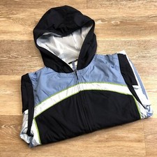 ADIDAS Full Zip Up Hooded Blue Activewear Track Jacket Girl's Size Large