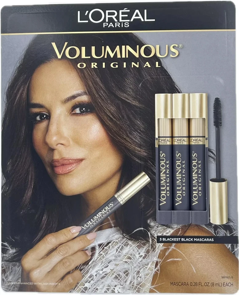 Pack of 3 L'Oreal Paris Voluminous Original Mascara, Blackest Black 0.28 fl oz