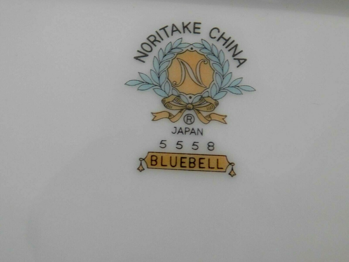 5 x Noritake 5558 BLUEBELL 7 7/8 salad plates Blue+Platinum (N25-6