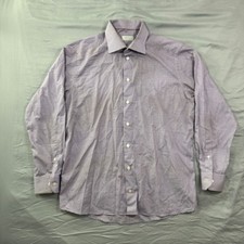 Eton Contemporary Gingham Plaid Button Up Shirt Men's 43 17 Purple
