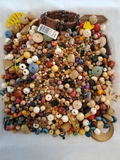 Wooden Beads For Crafting Multicolored Shapes Sizes 2 lbs.