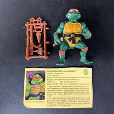TMNT Ninja Turtle Loose Michaelangelo Hard Head 1988 Complete W/ Portrait Card