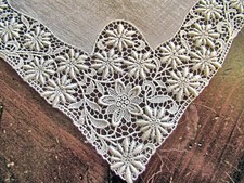 Vtg Hanky Wedding Bride White Lawn Linen Lace Flowers  152