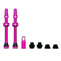 Paar Tubeless Ventile V2 Aluminium Presta 44Mm Rosa - Kompatibel Mit Einsatz