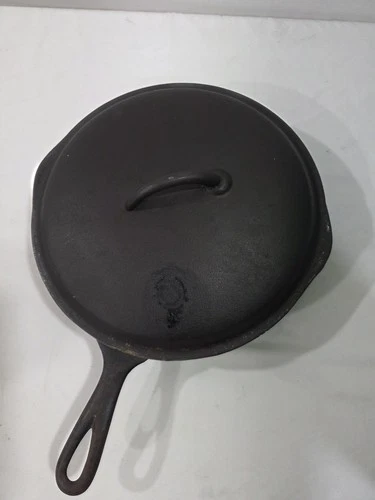 Erie No. 8 Cast Iron Skillet P/N 704 Early Griswold With Lid See Pics!