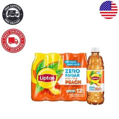 12-Pack Lipton Zero Sugar Peach Iced Tea, 16.9 Fl Oz Bottles - Delightful Taste!