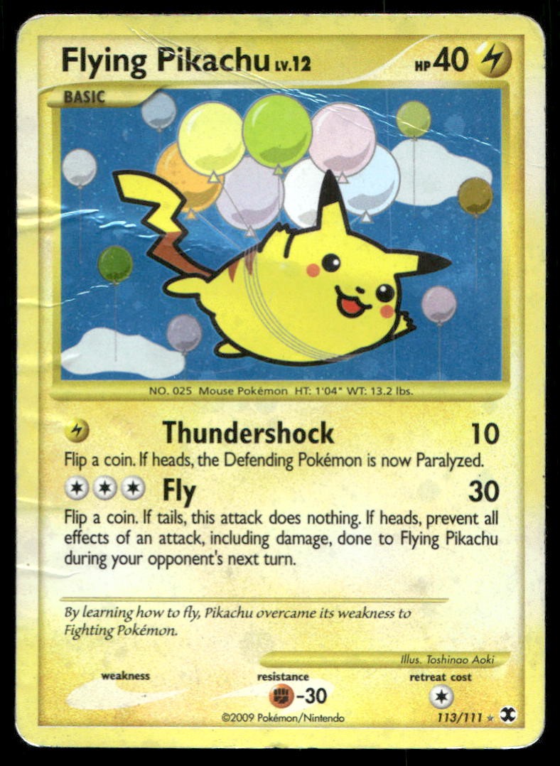 FLYING PIKACHU 113/111 SEC RISING RIVALS POKEMON HOLO DMG