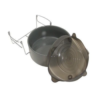 Pampered Chef Quick Pressure Cooker Gray Ceramic Pot Wire Cradle Silicone Lid