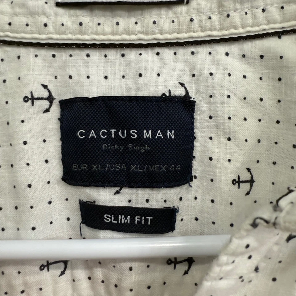 Camisa Cactus Man Ricky Singh Estampado Ancla XL Calce Ajustado Manga Corta Foto 3 de 4