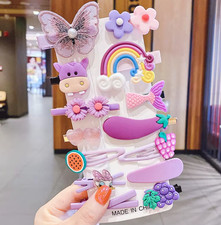Colorful Cartoon & Fruit Hair Clips Set - Assorted Hairpins, Snap Clips & Barret