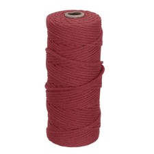 3mm x 109 Yard Wine Red Natural Cotton Macrame Rope, 2 Strands