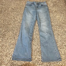 Lands End Mid Rise Curvy Bootcut Jeans Light Wash Denim Size 6