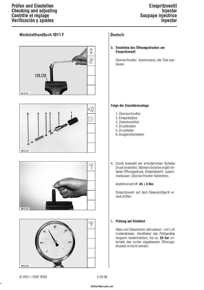Manual de servicio de reparación de taller de camión tractor motor motor se adapta a DEUTZ 1011F Foto 4 de 4