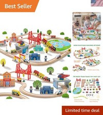Explore Imagination with 110PCS Wooden Train Set - Ideal Gift for Kids 3-7