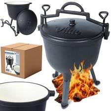 Gusseisen-Kessel Feuertopf aus Gusseisen auf Füßen mit Deckel CAST LINE 10 L