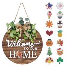 Interchangeable Welcome Front Door Wreath Sign 12 Inch