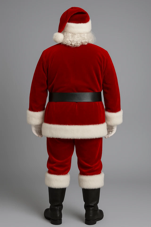 Red Santa Coat with White Fur | Christmas Costume for Men | Velvet Santa Coat - Image 2 of 4