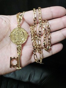 Authentic 14K Gold Plated Saint Benedict Protection Necklace