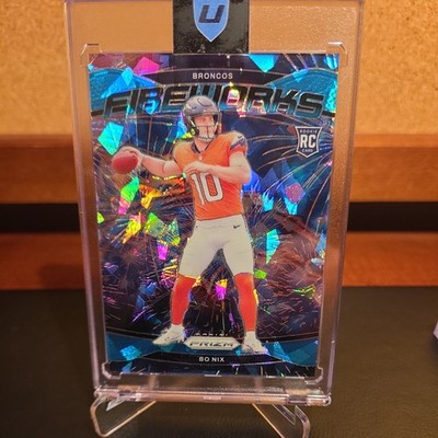 2024 Panini Prizm Fireworks Blue Ice Prizm 85/99 Bo Nix #23 Rookie RC