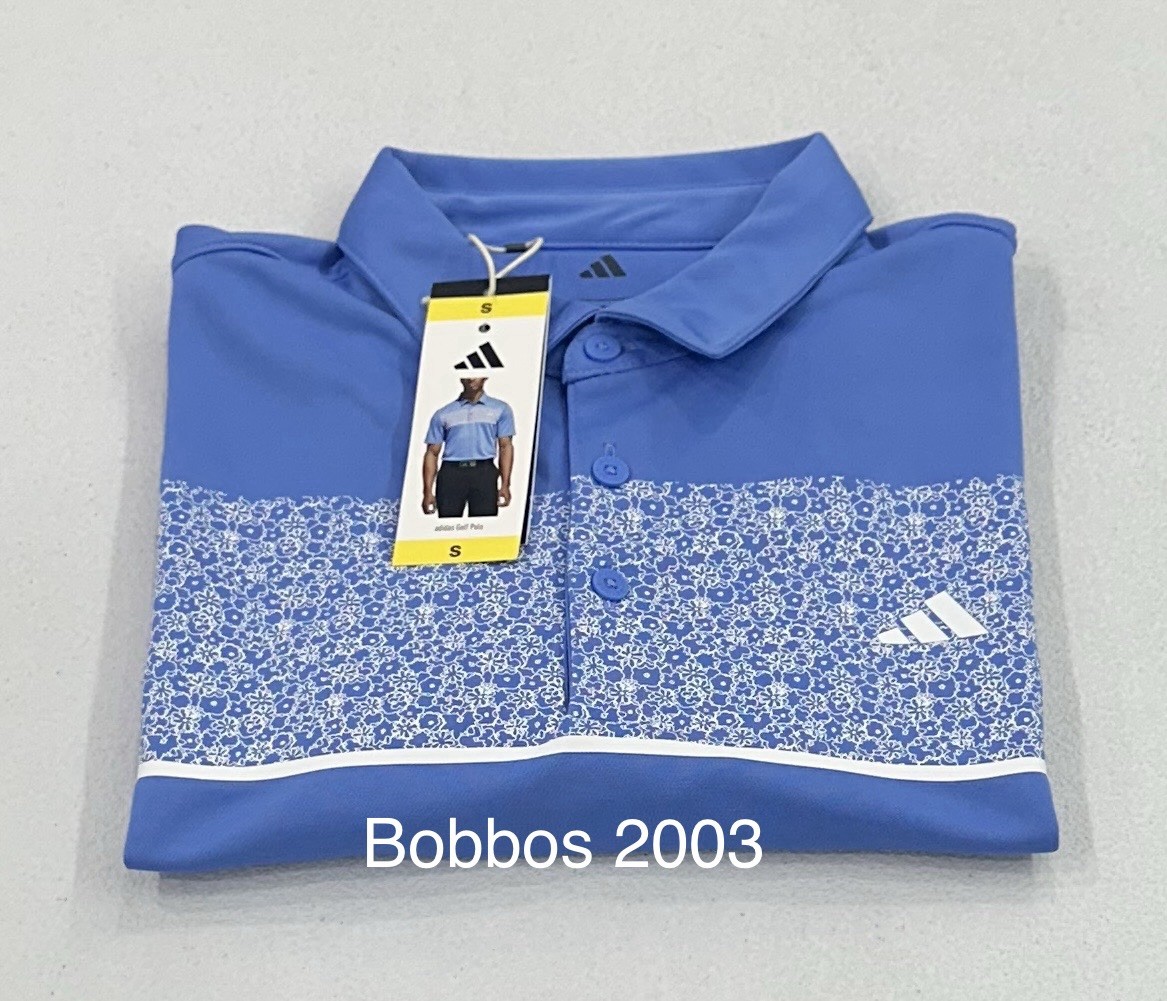 Adidas Men's Stretch Short Sleeve Chest Print Polo Shirt, Blue Fusion, Size S