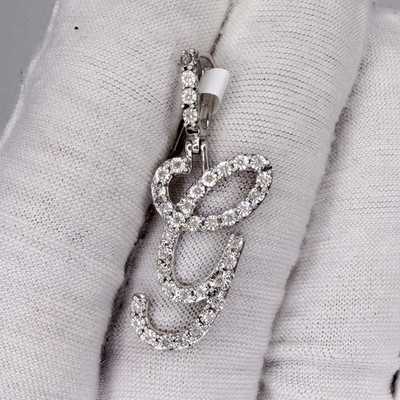 0,14 ctw natürlicher Diamant kursiver Anfangsbuchstabe G 925 Sterlingsilber