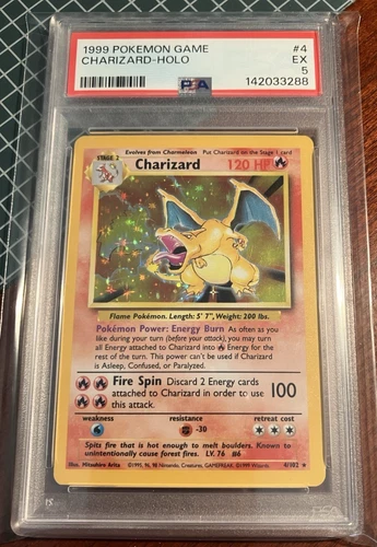 1999 Pokemon Base Set Unlimited CHARIZARD Holo #4 PSA 5 EXCELLENT