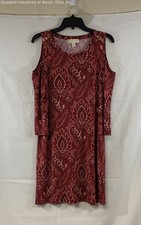 Michael Kors Red Paisley Cold Shoulder Long Sleeve Sheath Dress Women's S