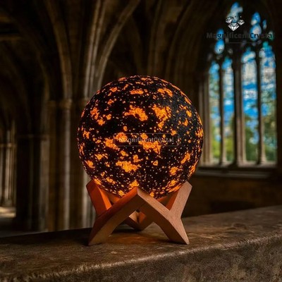 Yooperlite Ball UV Reactive Moon Flame Stone Sphere Glowing Orb Halloween Party