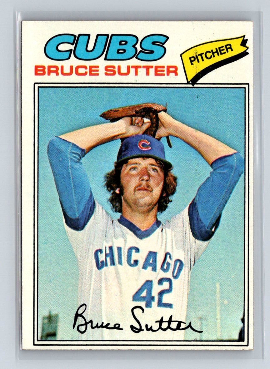 82314 1977 Topps BRUCE SUTTER #144 RC EX/MT++ NO CREASES BK$40