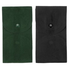 2 Pcs Velvet Watch Pouch, Single Watch Travel Case, Black/Green