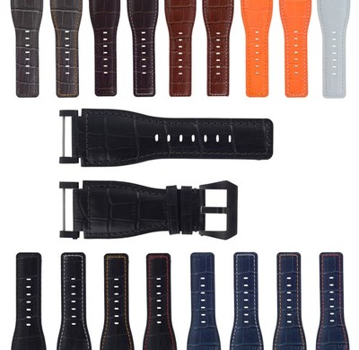 24MM REPLACEMENT LEATHER WATCH BAND STRAP WITH BLACK PVD ADAPTER FOR SUUNTO CORE