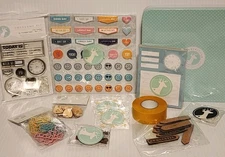 Freckled Fawn Scrapbooking Embellishments Kit Stamp, Stickers, Wood Veneers,Tin