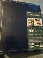 Pioneer Blue Leatherette Photo Album 100 Magnetic Fast Stick 50 Sheets 3 Ring