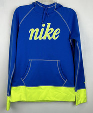 Nike Hoodie Womens Medium Sweatshirt Funnel Neck Blue Spellout Athleisure Casual