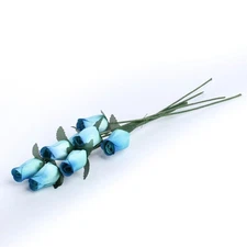Package of 32 Light Blue Wooden Rose Bud 13" Stems
