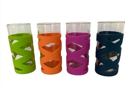 ELLO Tall Boy Glasses With Silicone Sleeves Set Of 4