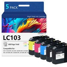 LC103 Ink Cartridges  use for MFC-J870DW MFC-J475DW MFC-J470DW 5 Pack-2BK/CMY 