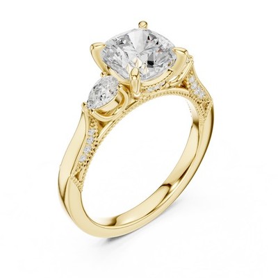 TCW 2.30 Ct Cushion Lab Grown Diamond Proposal Woman Gift Ring 14K Gold Over
