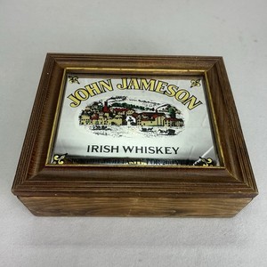 VTG John Jameson Irish Whiskey 200th Anniversary Music Box Mirror Wooden *READ