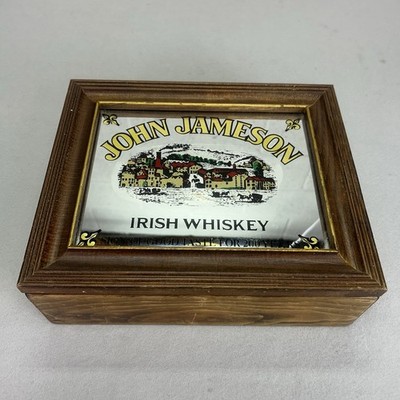 VTG John Jameson Irish Whiskey 200th Anniversary Music Box Mirror Wooden *READ