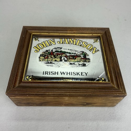 VTG John Jameson Irish Whiskey 200th Anniversary Music Box Mirror Wooden *READ