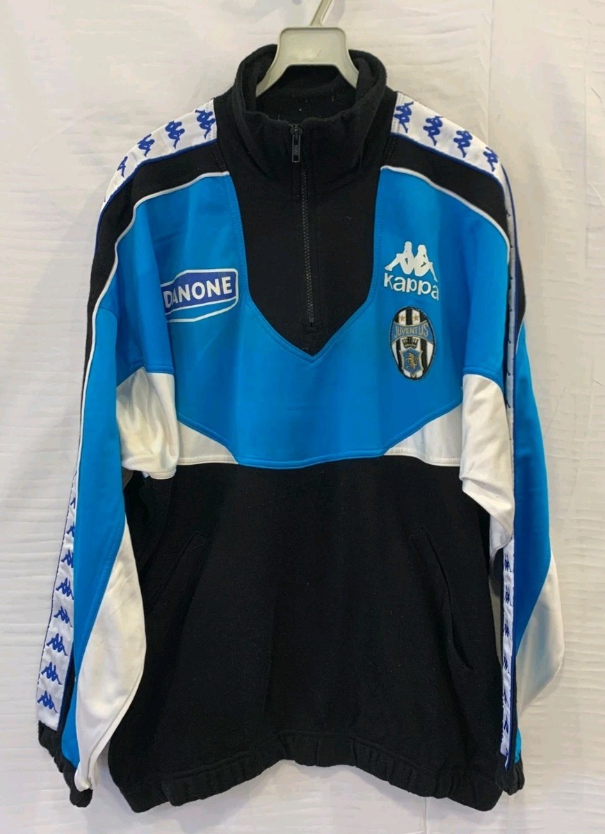希少Kappa サッカーウェア 黒白ストライプ DANONE Vtg Kappa Juventus Danone Track Jacket XL 90s Italy Soccer