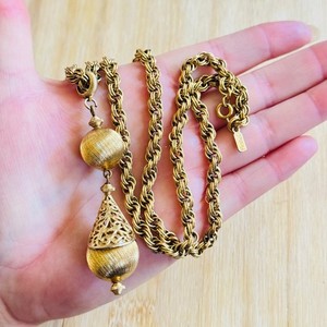 Authentic Monet Signed Bolero Necklace VTG Filigree Metal Designer Gold Plated Retro 60s