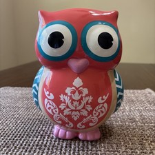 Porcelain Owl Coin Bank 7  Inch Tall 6  Inch Wide  T38 
