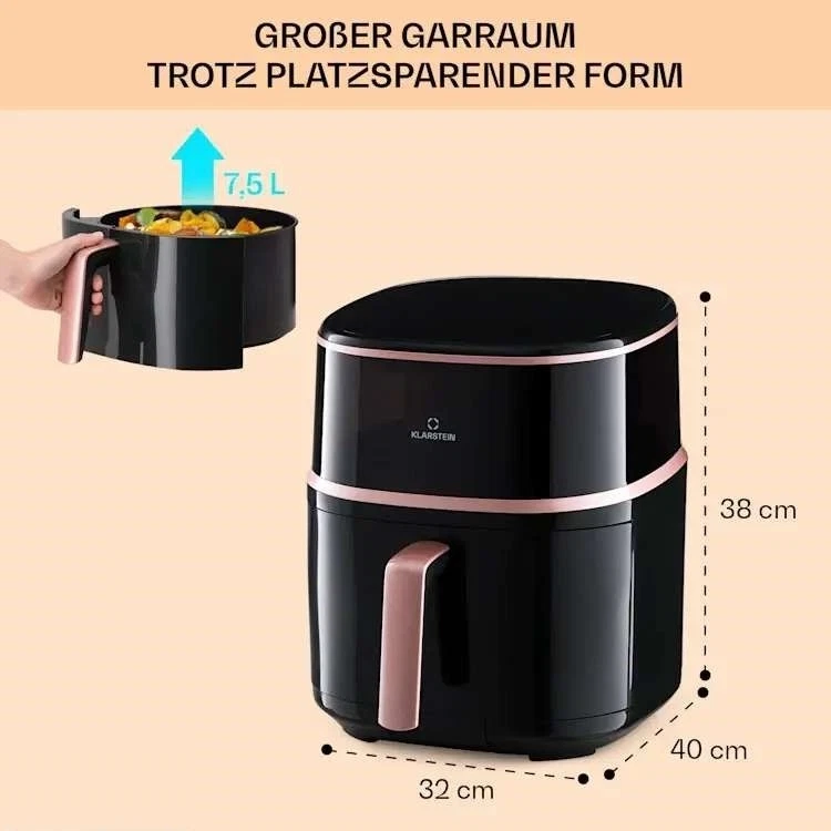 Freidora de aire caliente Klarstein AeroVital Fry 10L • 9 funciones • 1500 W • Digital Touch Foto 3 de 4