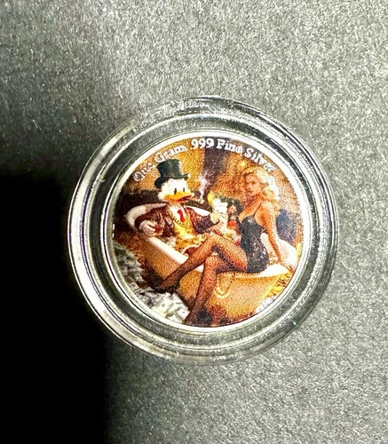 Scrooge McDuck 1g  .999 Fine Silver Mini Round – Fun Small Gift!