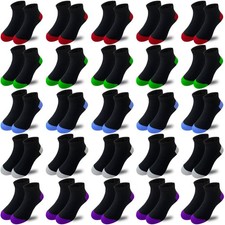 Boys Socks 25 Pairs kids Sport Ankle Athletic Socks Half Cushion Low Cut sock...